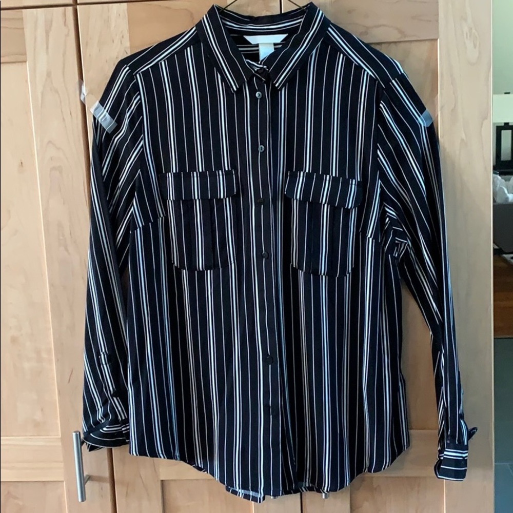 black and white striped blouse
